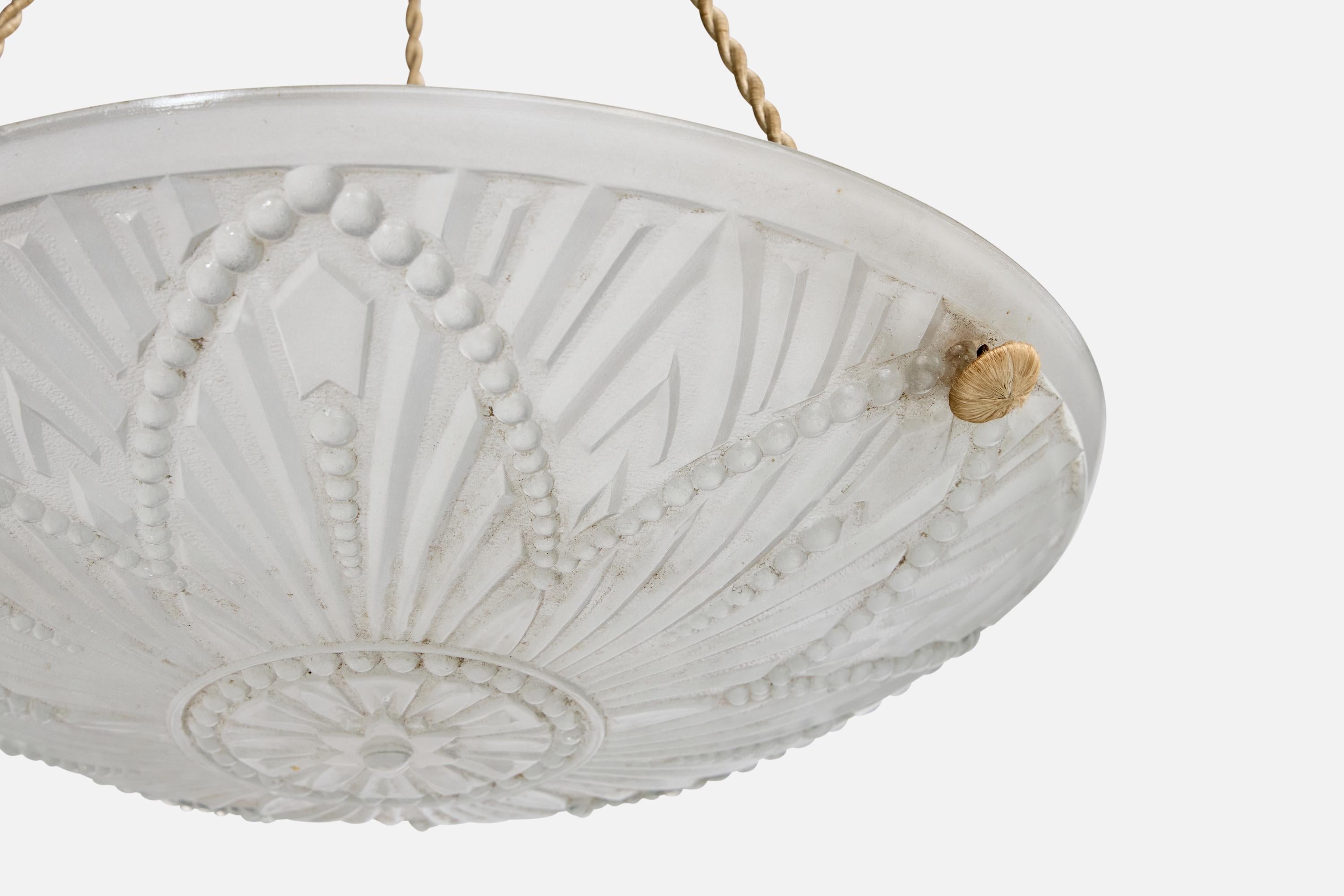Corda Designer francese, lampada a sospensione, vetro, corda, Francia, anni '30 in vendita