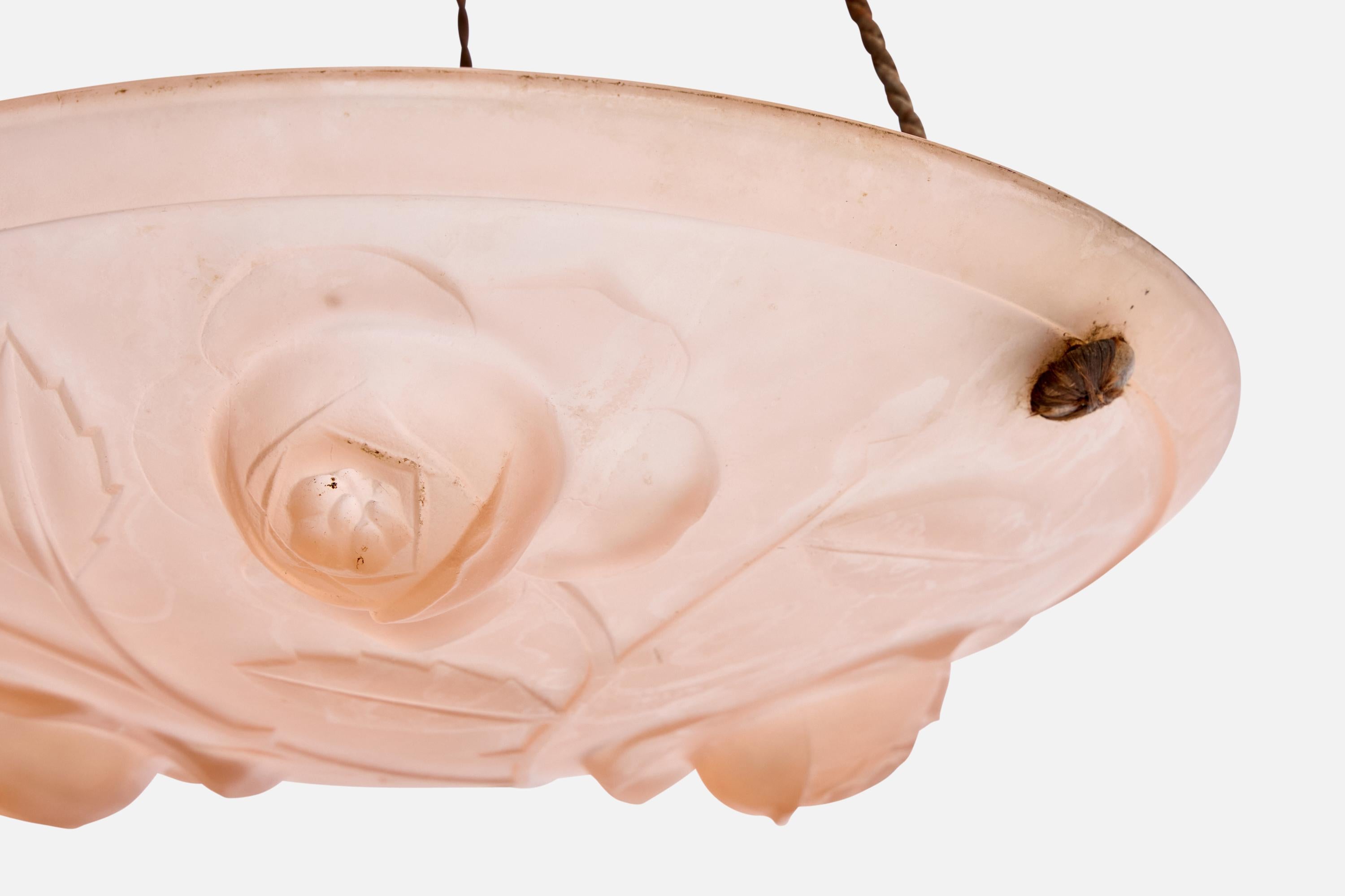 Corda Designer francese, lampada a sospensione, vetro, corda, Francia, anni '30 in vendita