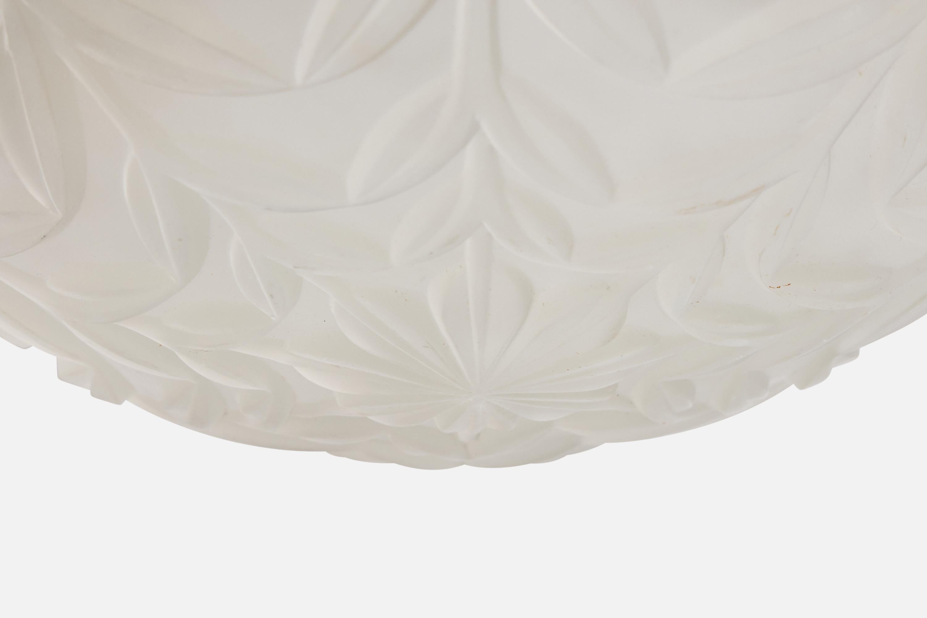 Metà XX secolo Designer francese, lampada a sospensione, vetro, corda, Francia, anni '30 in vendita