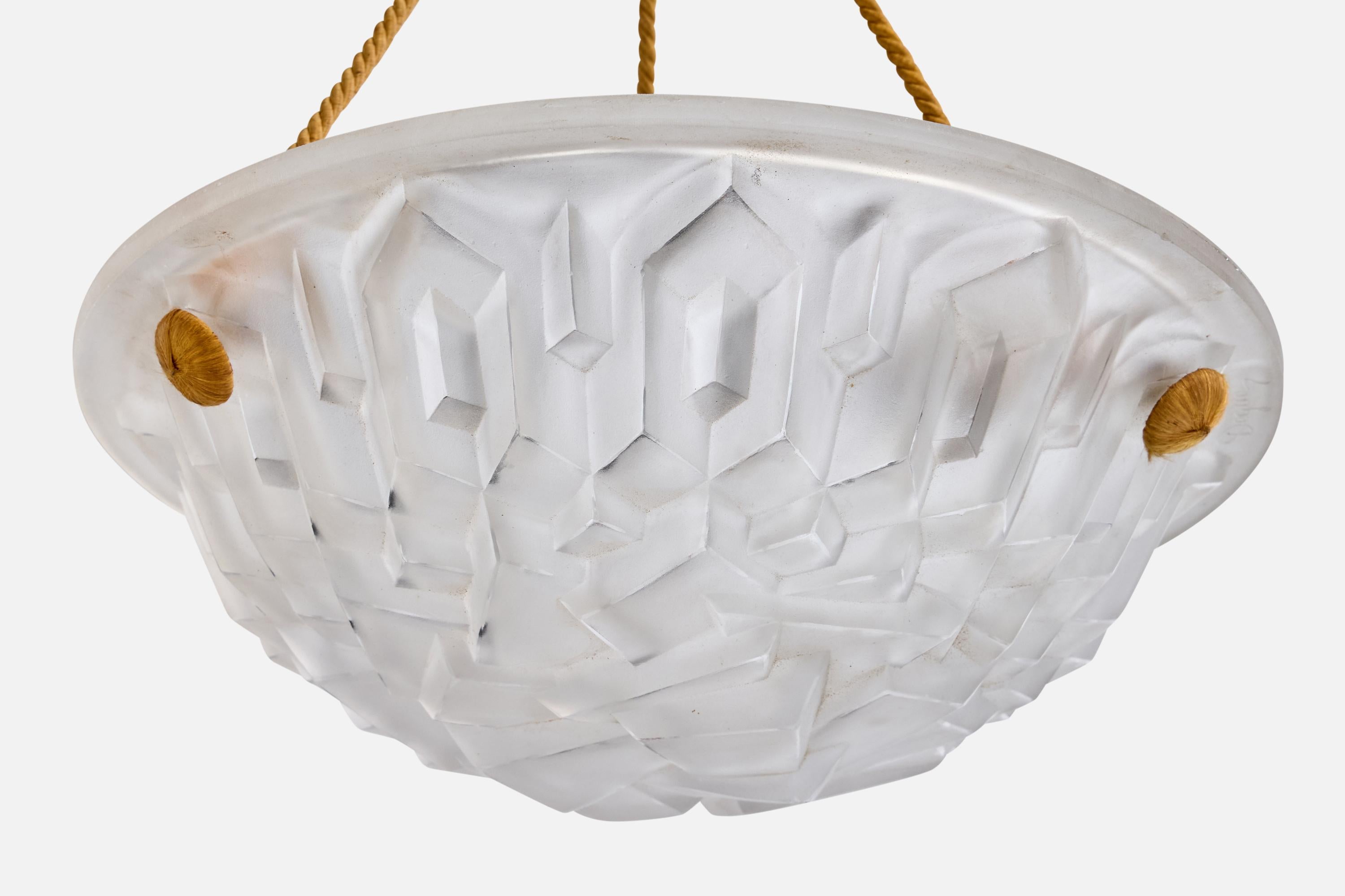 Corda Designer francese, lampada a sospensione, vetro, corda, Francia, anni '1930 in vendita