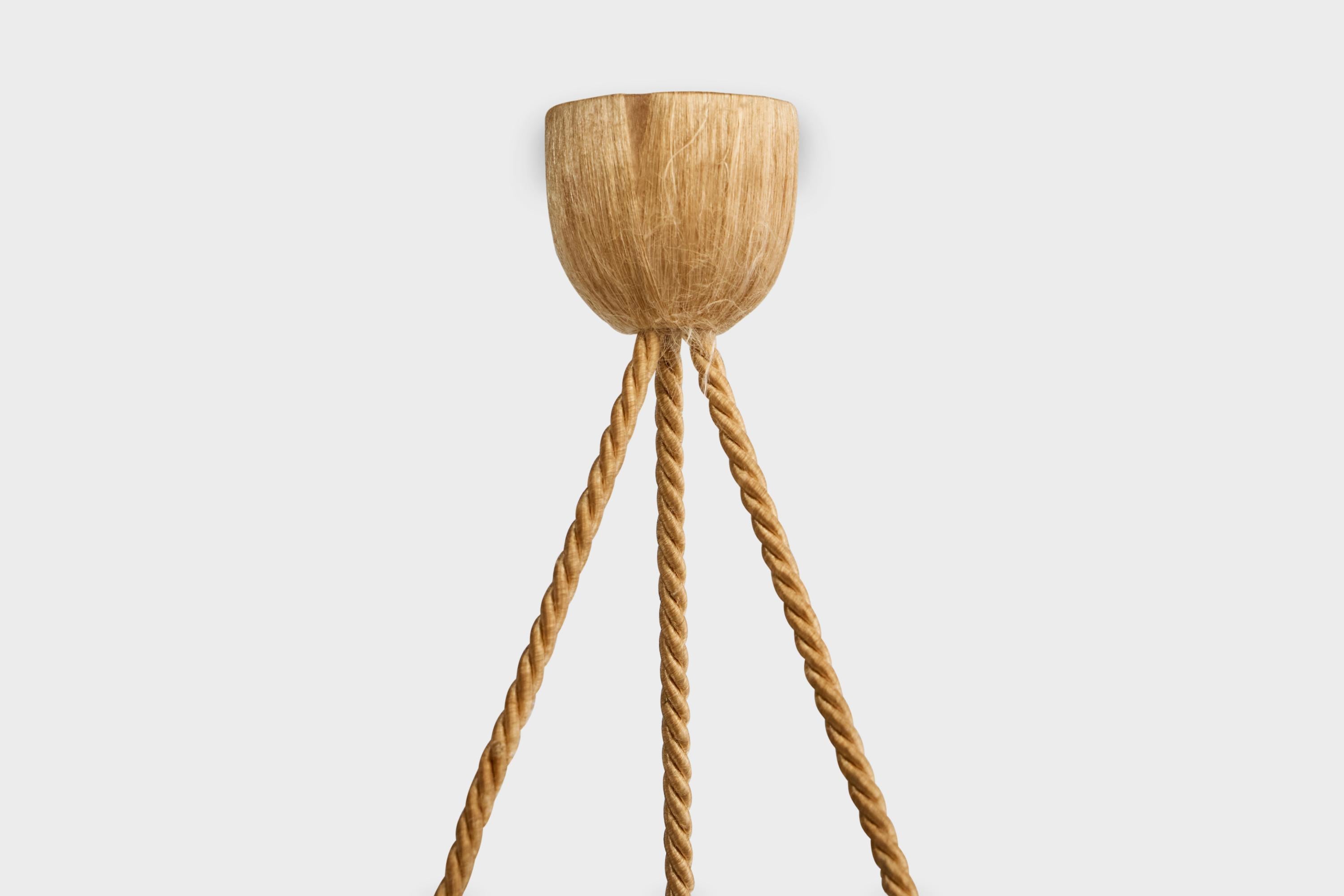 Designer francese, lampada a sospensione, vetro, corda, Francia, anni '1930 in vendita 1