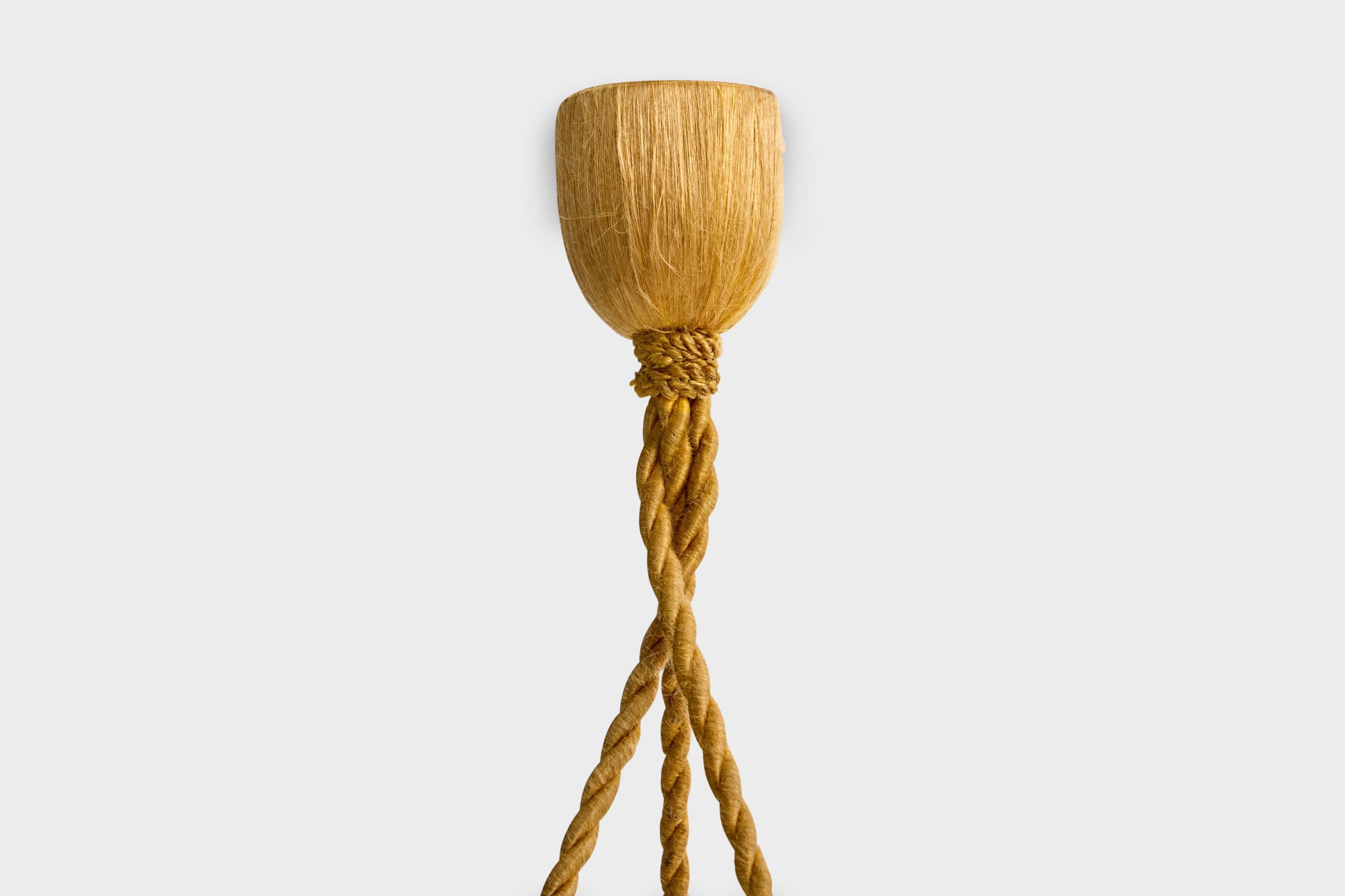 Designer français, lampe suspendue, verre, corde, France, années 1930 en vente 2