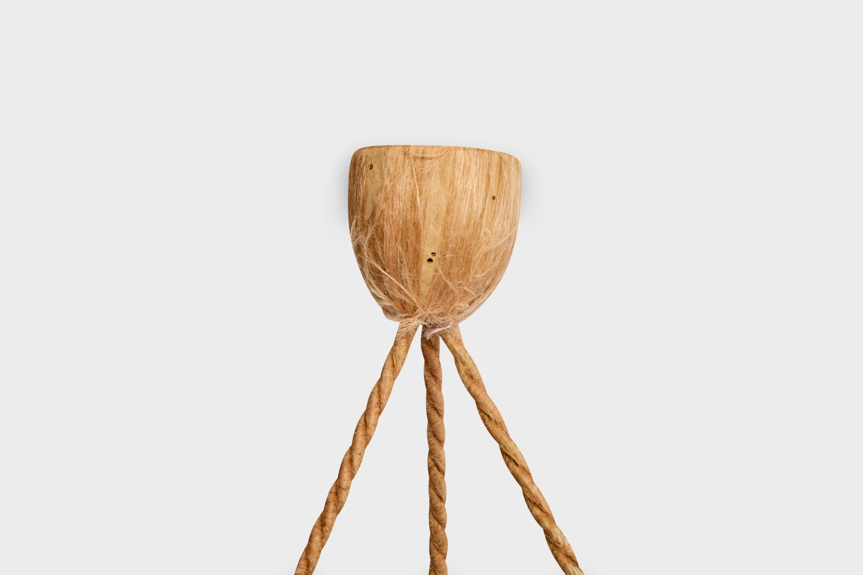 French Designer, Pendant Light, Glass, Rope, France, 1930s For Sale 4