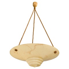 French Designer, Pendant Light, Glass, Rope, France, 1930s