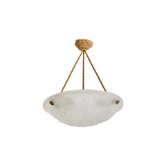 French Designer, Pendant Light, Glass, Rope, France, 1930s