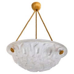 Diseñador francés, lámpara colgante, vidrio, cuerda, Francia, años 1930