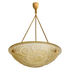 Designer français, lampe suspendue, verre, corde, France, années 1930