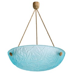 Designer français, lampe suspendue, verre, corde, France, années 1930