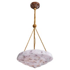 Designer français, lampe suspendue, verre, corde, France, années 1930