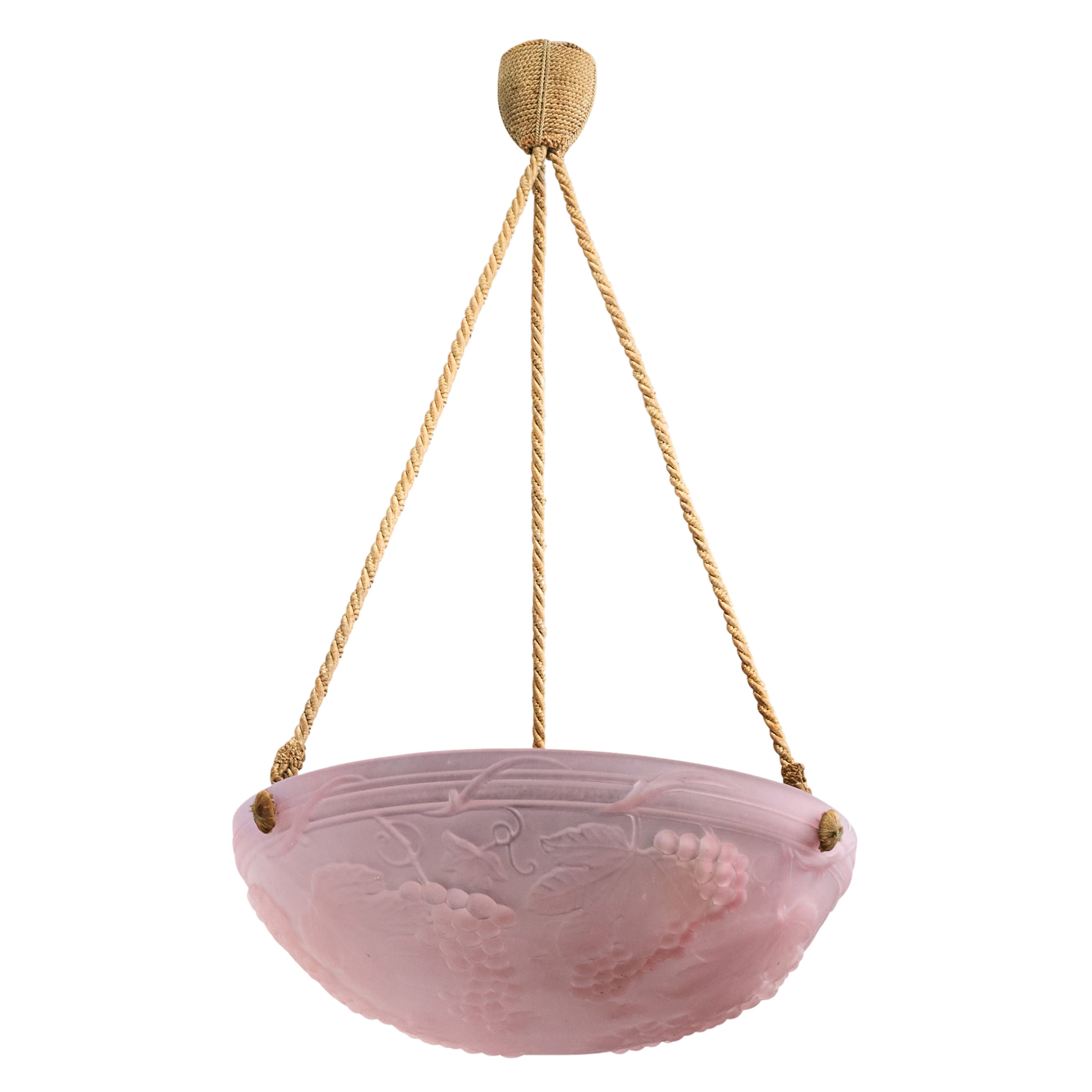 Designer francese, lampada a sospensione, vetro, corda, Francia, anni
1930