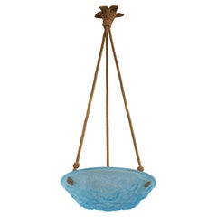 French Designer, Pendant Light, Glass, Rope, France, 1930s French Designer, Pendant Light, Glass, Rope, France, 1930s