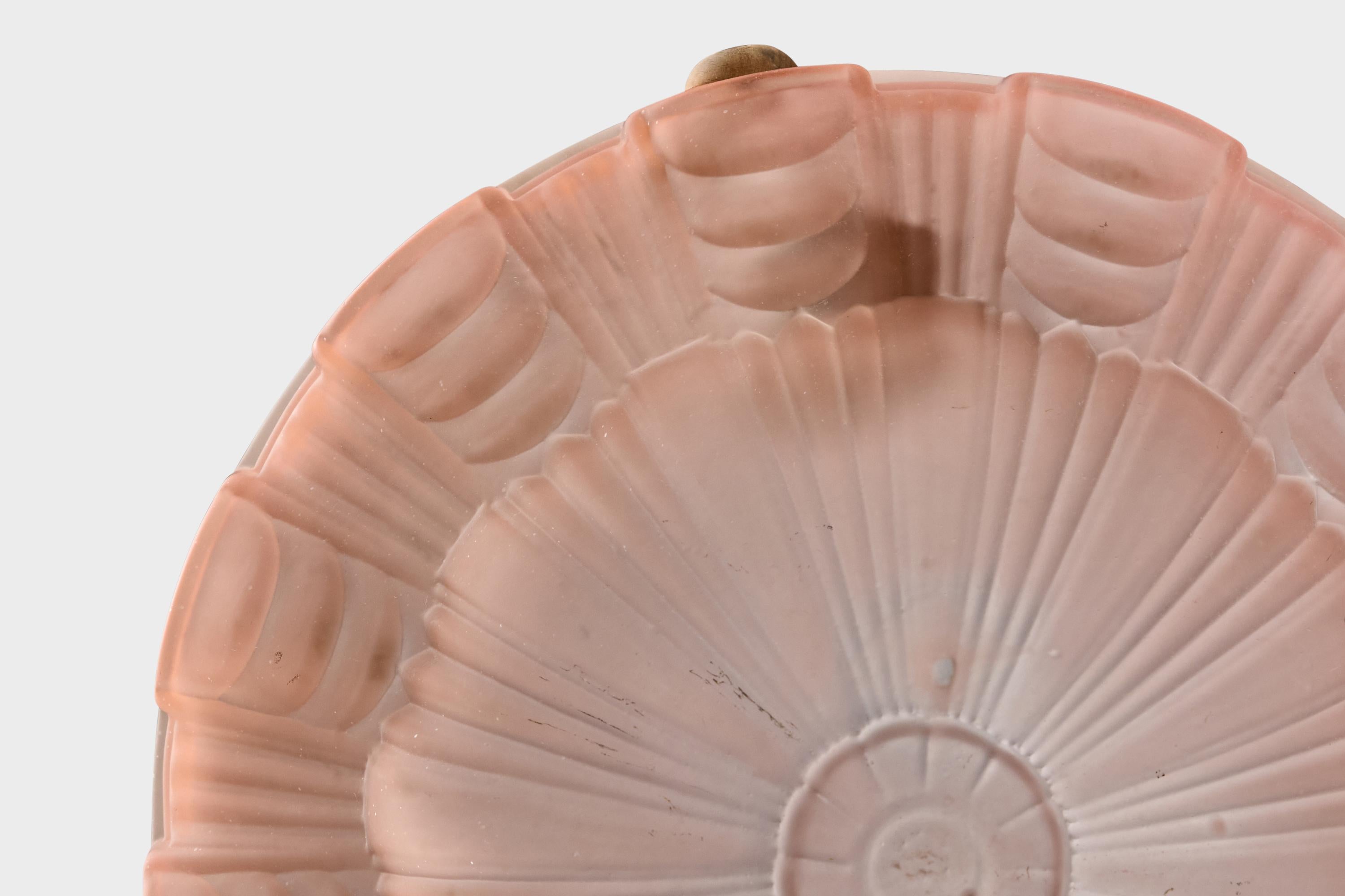 Designer francese, lampada a sospensione, vetro, corda, metallo, Francia, anni '30 in vendita 1