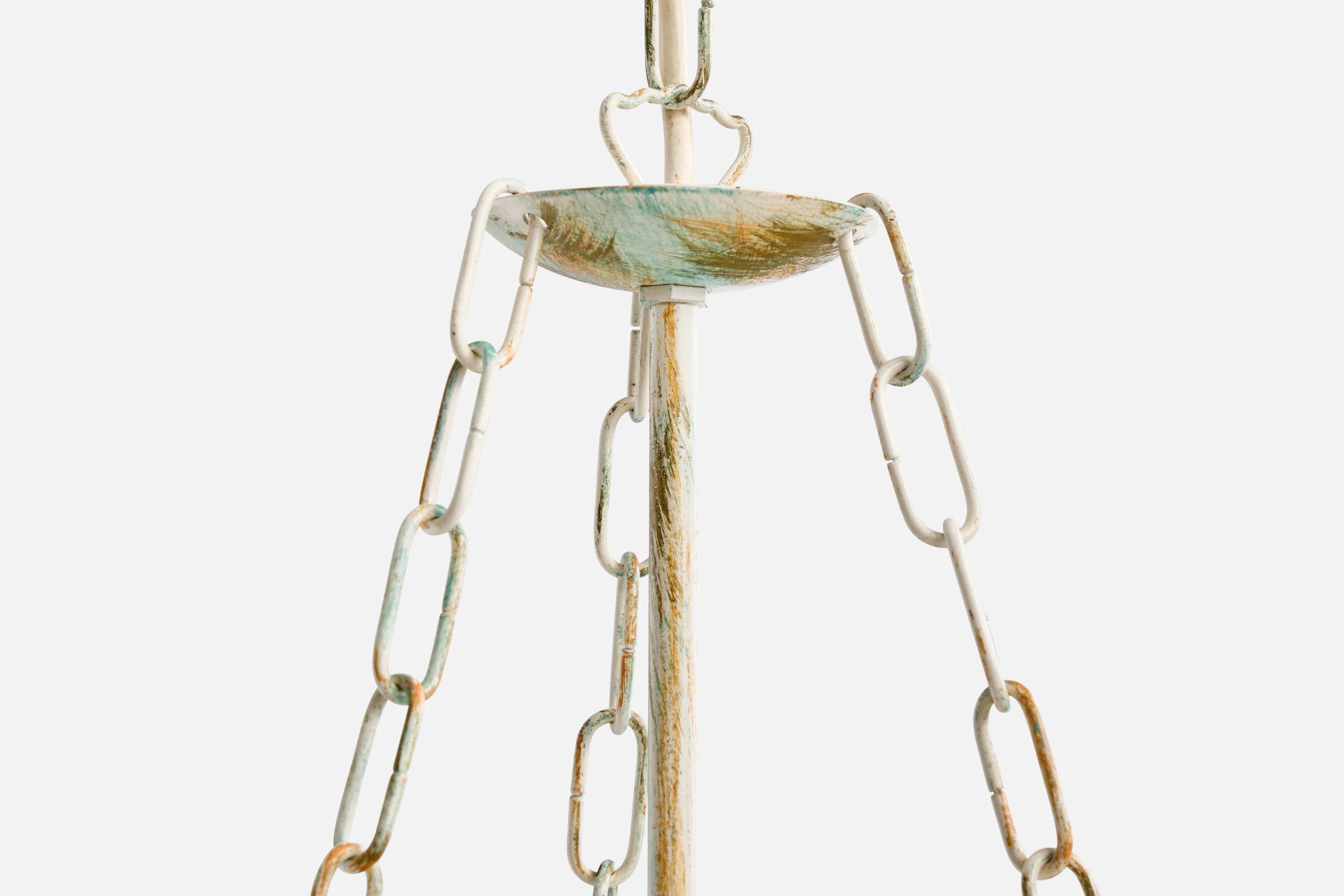 Designer francese, lampada a sospensione, ferro, vetro, Francia, anni '80 5