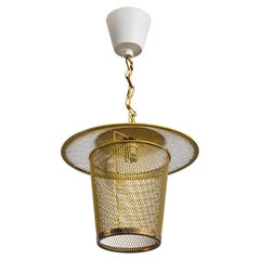 French Designer, Pendant Light, Metal, Brass, France, 1950s