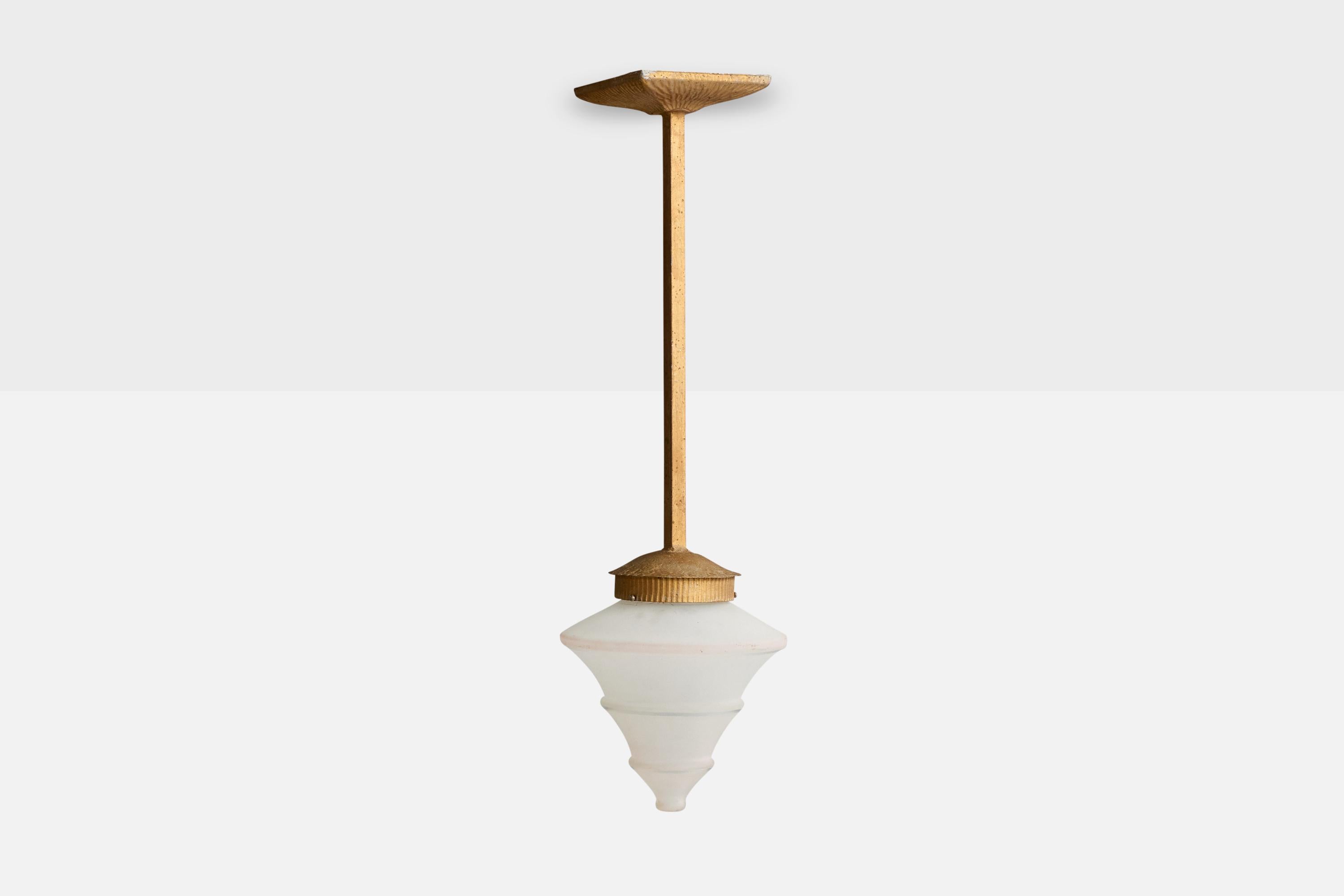 Mid-Century Modern Design/One Light, métal, verre, France, années 1930 en vente