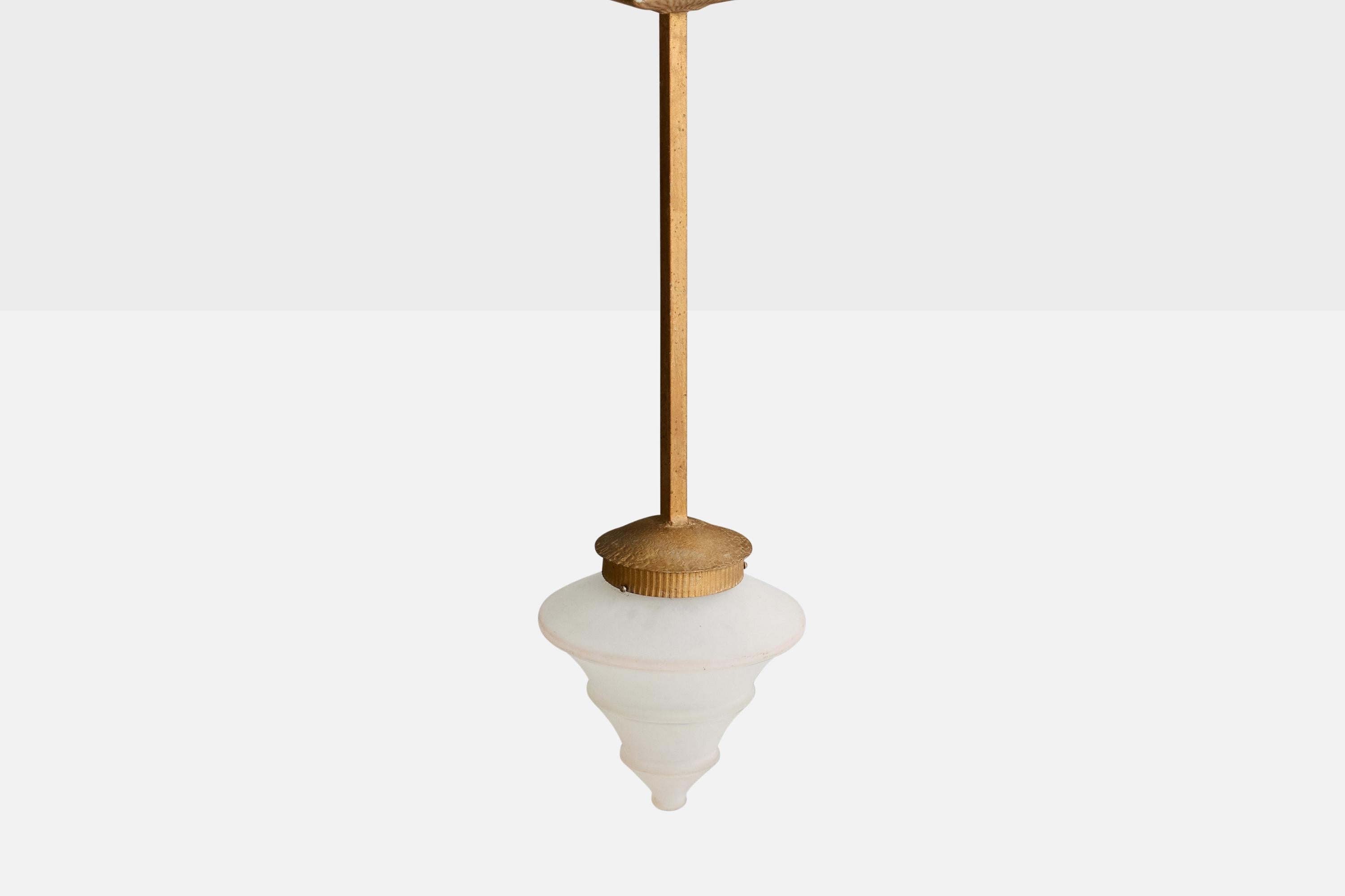 Français Design/One Light, métal, verre, France, années 1930 en vente