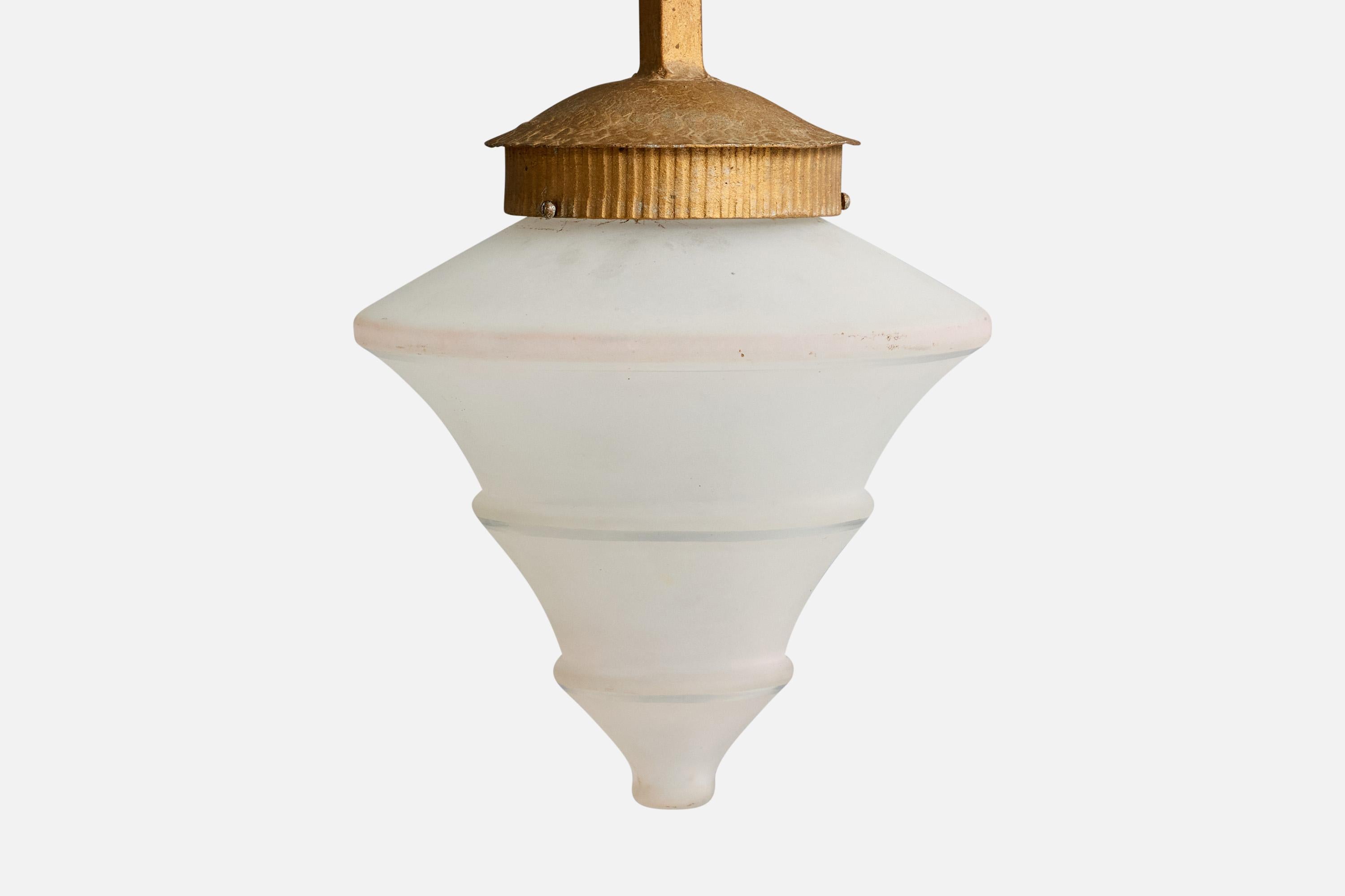 Design/One Light, métal, verre, France, années 1930 Bon état - En vente à High Point, NC