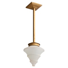 Diseñador francés, Lámpara colgante, Metal, Cristal, Francia, Años 30