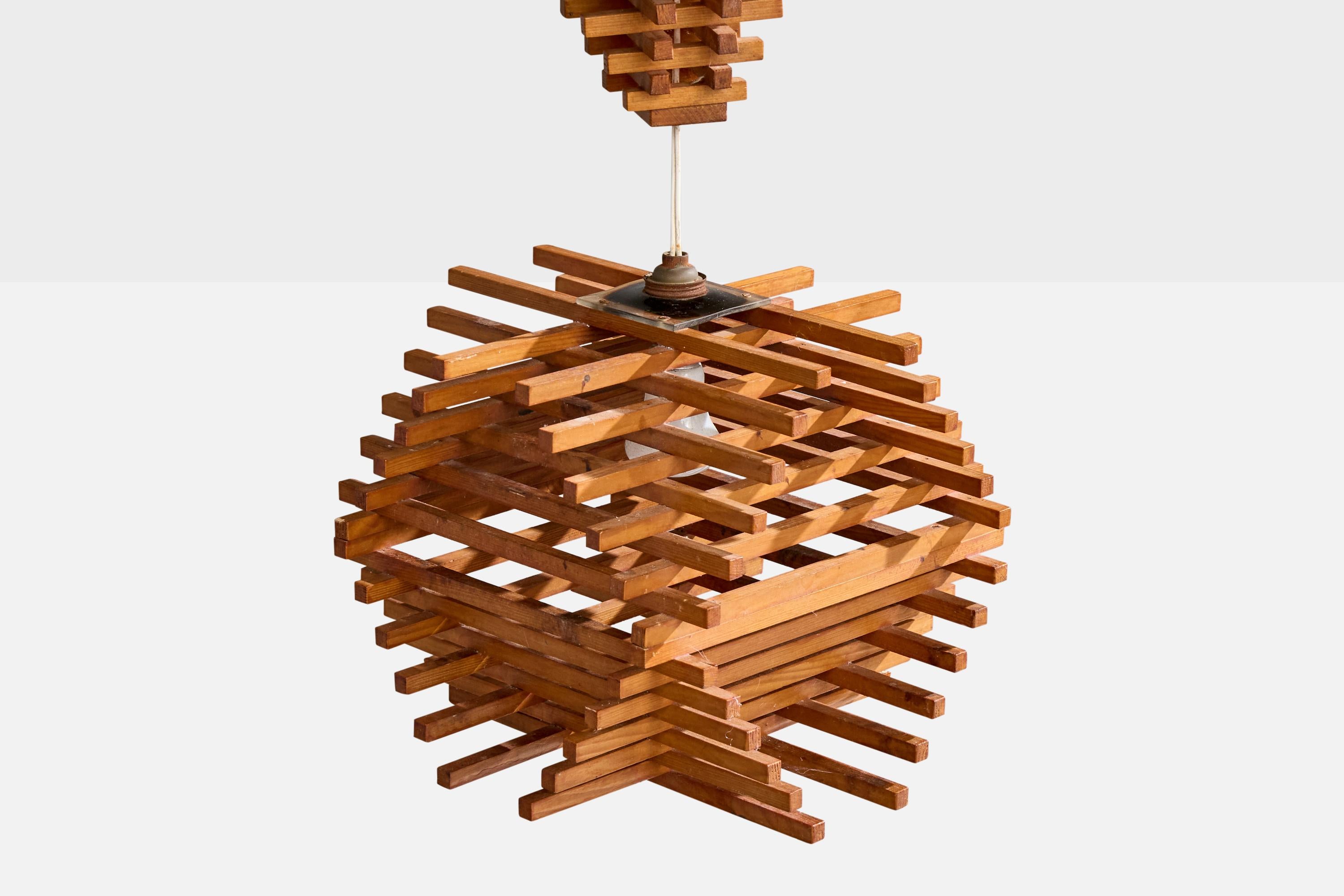 Francese Designer francese, lampada a sospensione, Oak, Francia, anni '50 in vendita