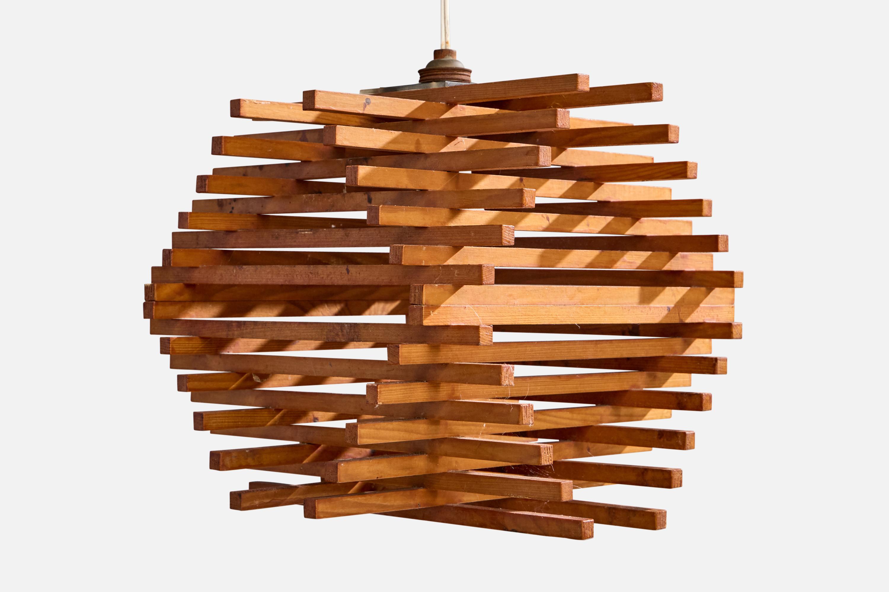Designer francese, lampada a sospensione, Oak, Francia, anni '50 In condizioni buone in vendita a High Point, NC