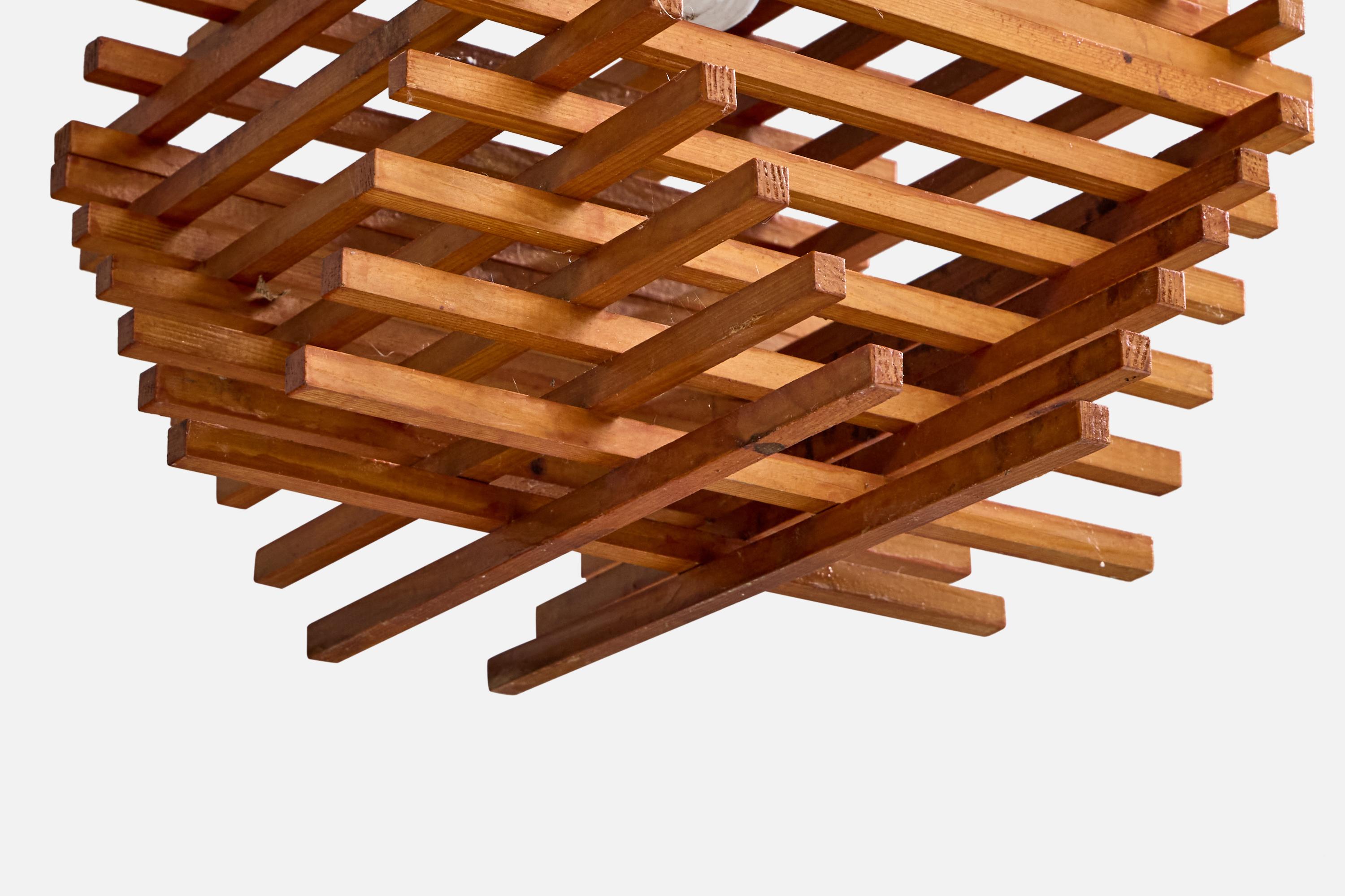 Legno Designer francese, lampada a sospensione, Oak, Francia, anni '50 in vendita