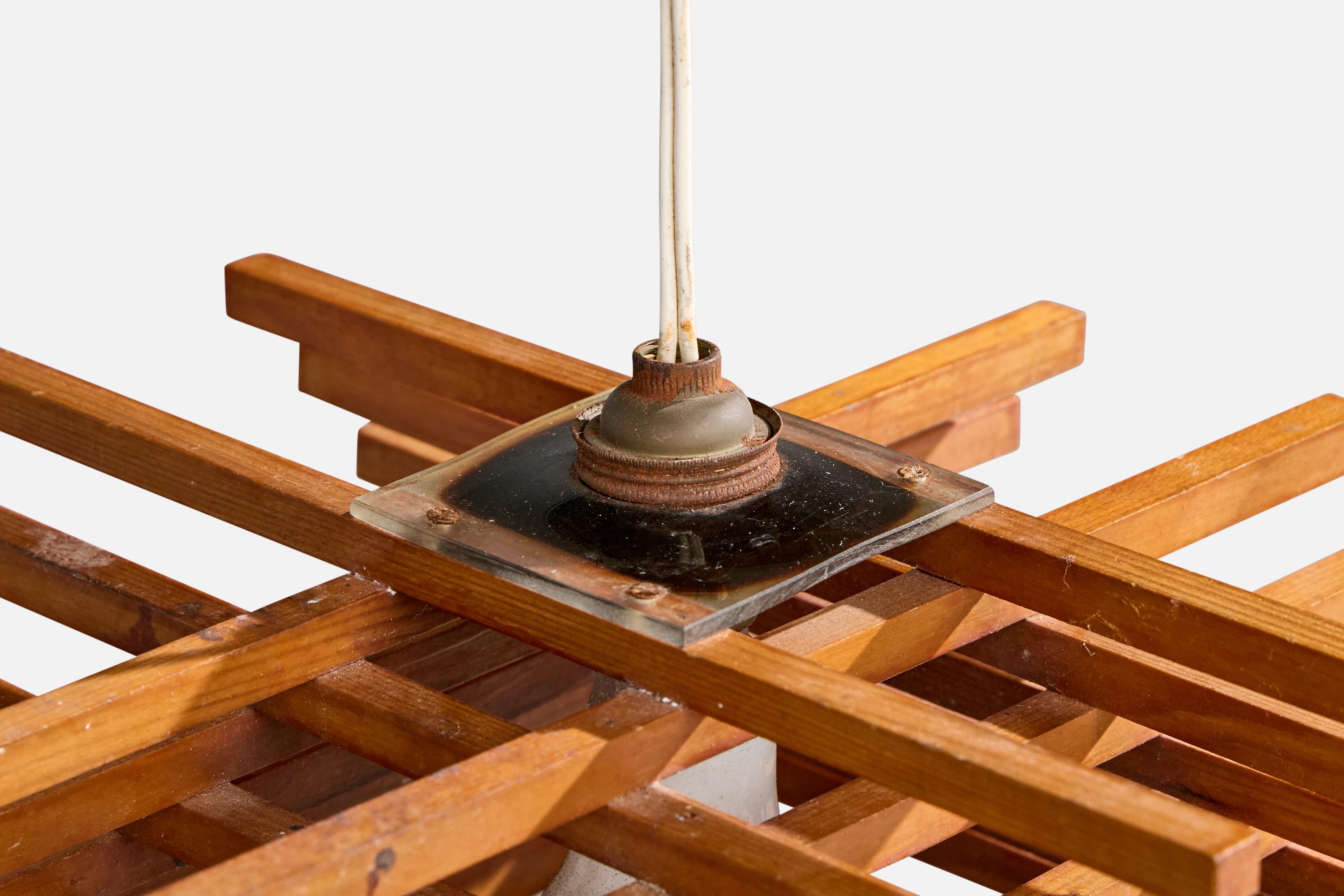 Designer francese, lampada a sospensione, Oak, Francia, anni '50 in vendita 1