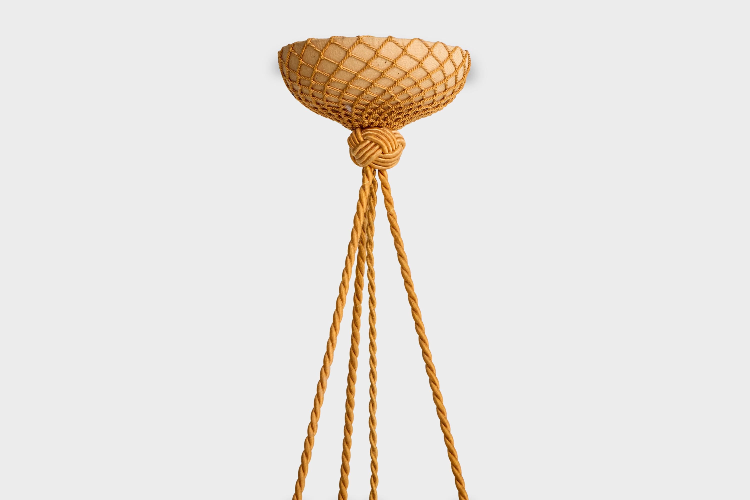 Designer francese, lampada a sospensione, corda, vetro, Francia, anni '30 in vendita 2