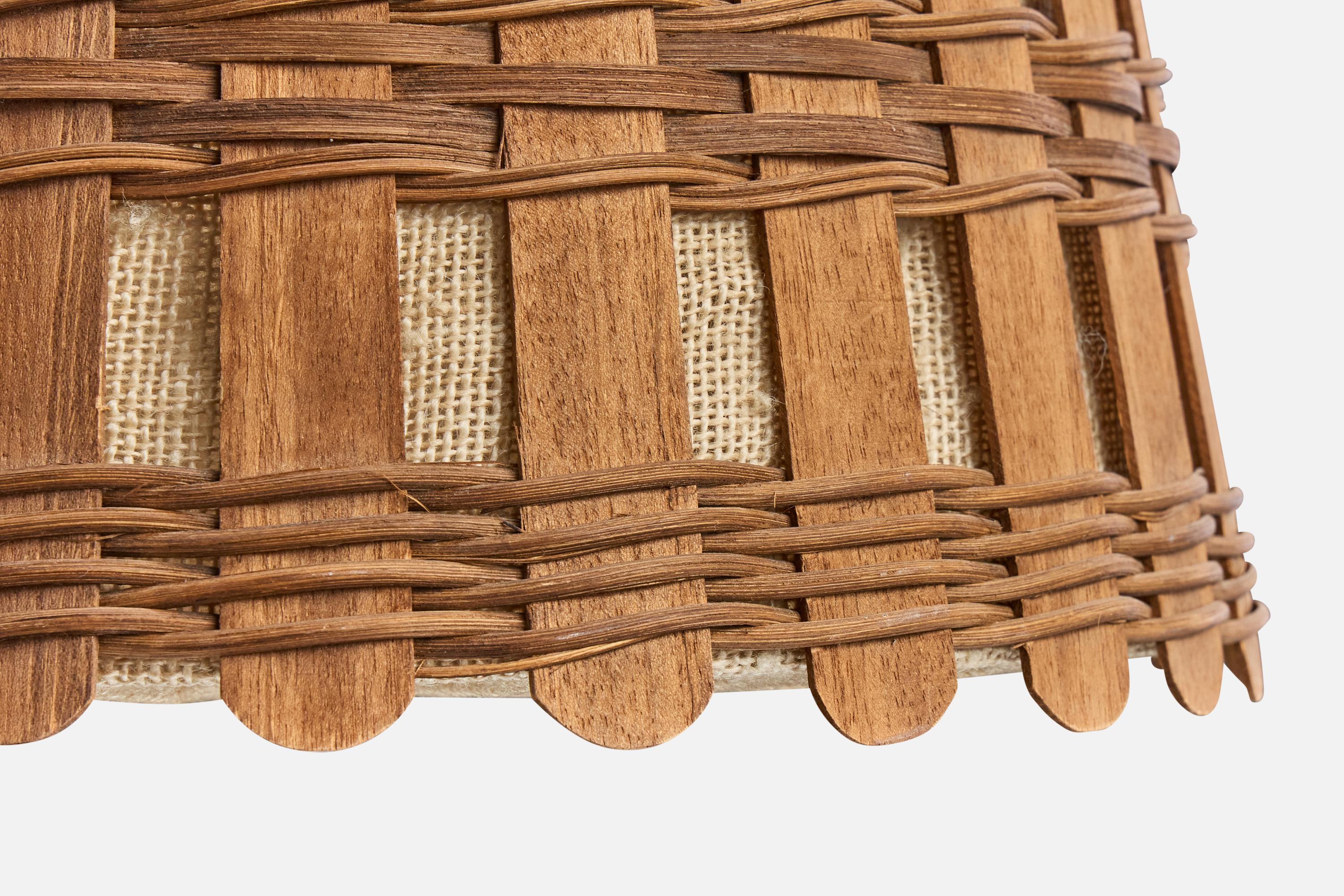 Designer francese, lampade a sospensione, legno, iuta, Francia, anni '50 in vendita 2