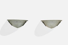 Diseñador francés, pantallas para apliques, cristal, metal, Francia, década de 1930