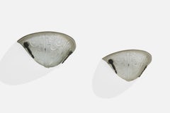 Diseñador francés, pantallas para apliques, cristal, metal, Francia, década de 1930