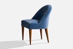 French Designer, Side Chair, Oak, Mohair, France, 1950s