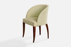 French Designer, Side Chair, Wood, Fabric, France, 1930s