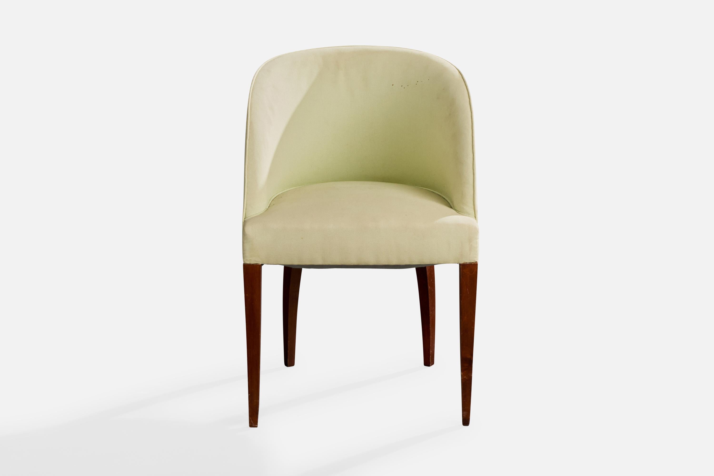 Französischer Designer, Beistellstuhl, Holz, Stoff, Frankreich, 1930er Jahre im Zustand „Relativ gut“ im Angebot in High Point, NC