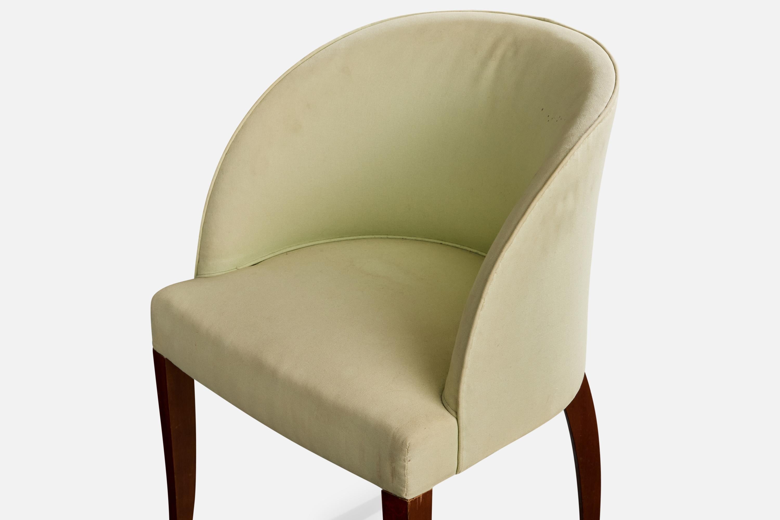 Französischer Designer, Beistellstuhl, Holz, Stoff, Frankreich, 1930er Jahre im Angebot 2