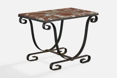 French Designer, Side Table, Iron, Marble France, 1930s
