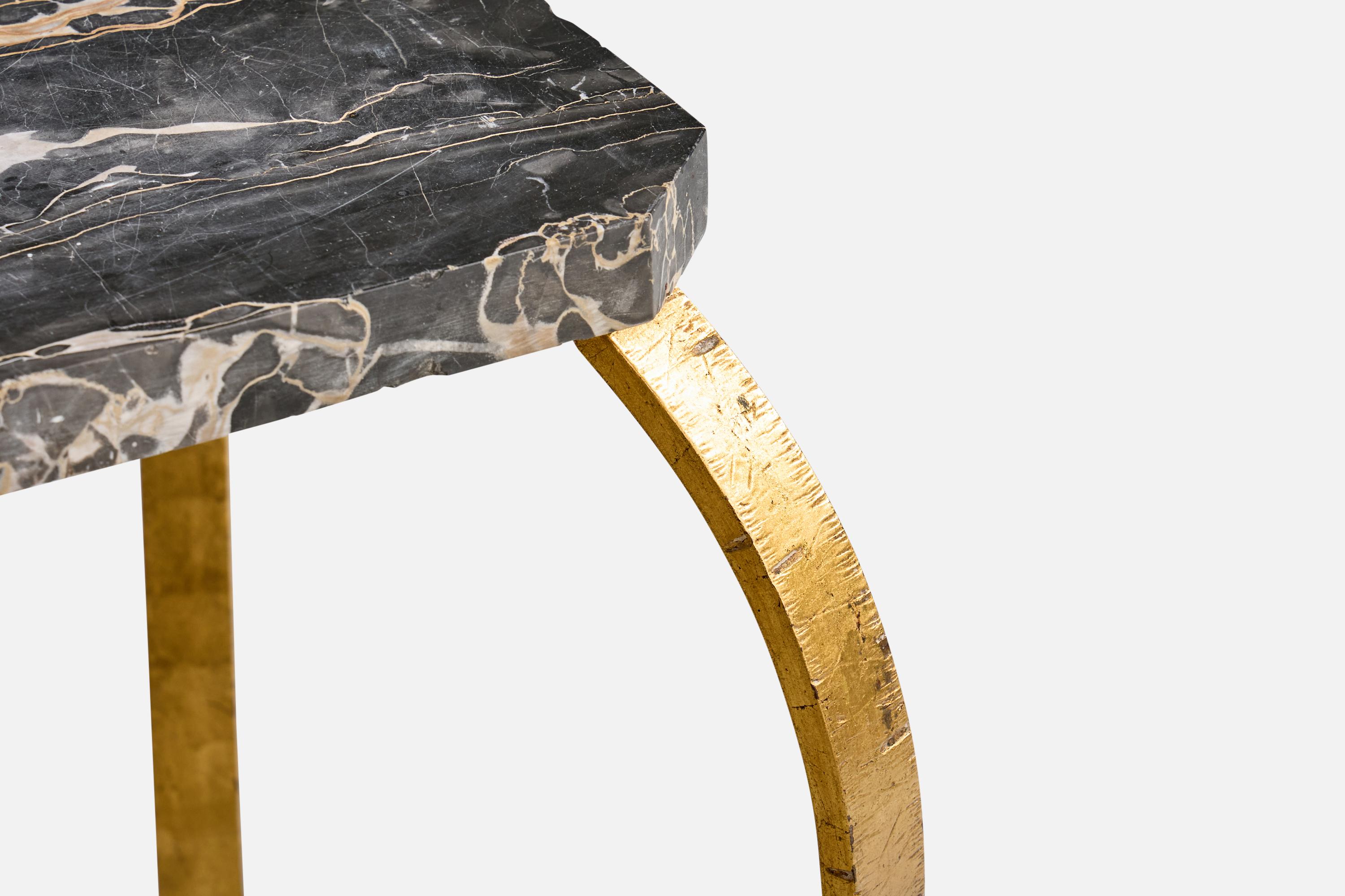 French Designer, Side Table, Iron, Marble, France, 1940s For Sale 3