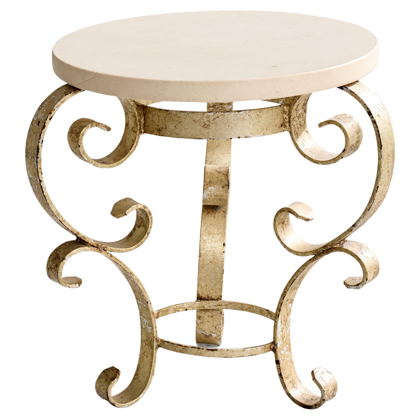 French Designer, Side Table, Iron, Marble, France, 1950s