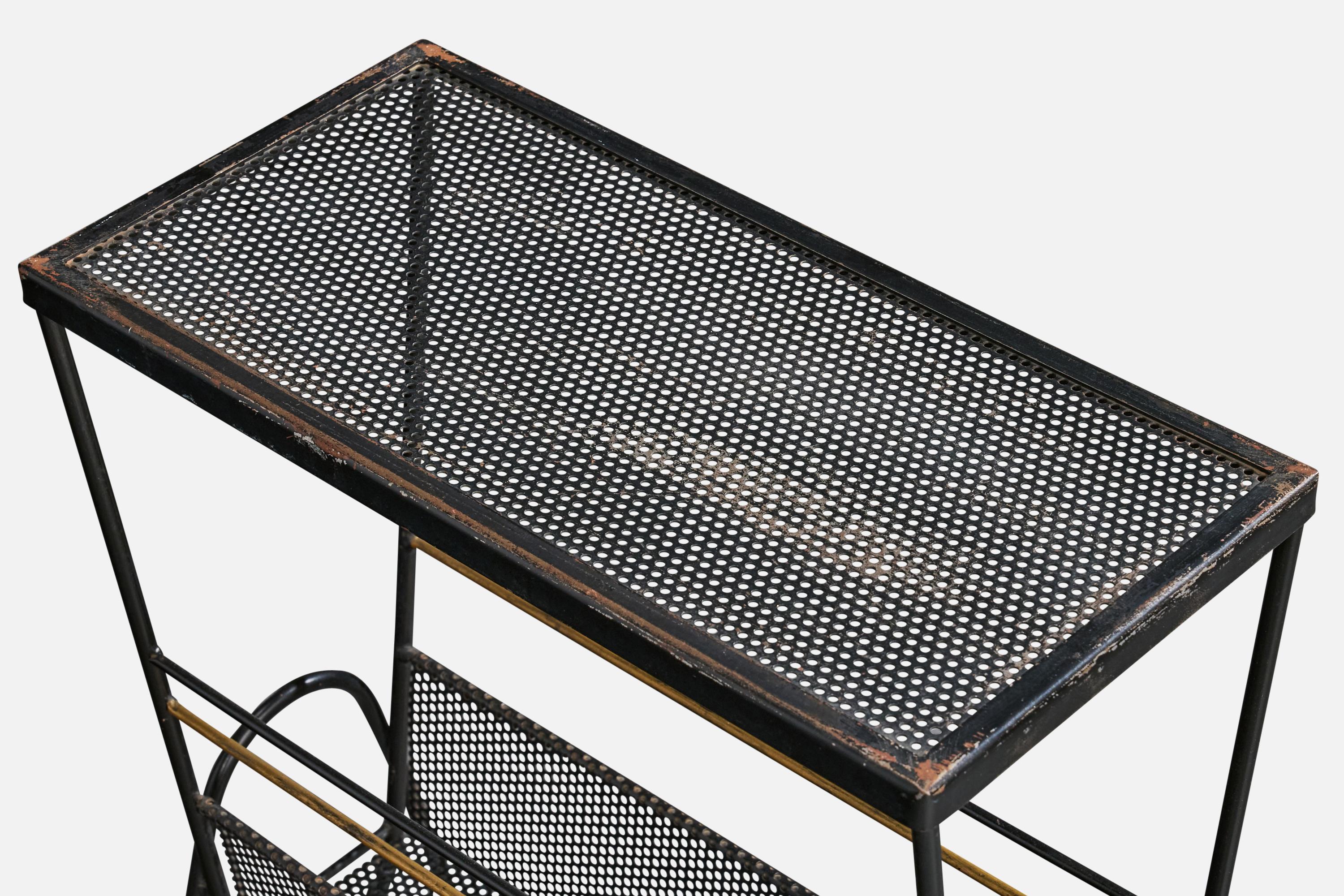 Metà XX secolo Tavolino di design francese, metallo, ottone, Francia, anni '50 in vendita