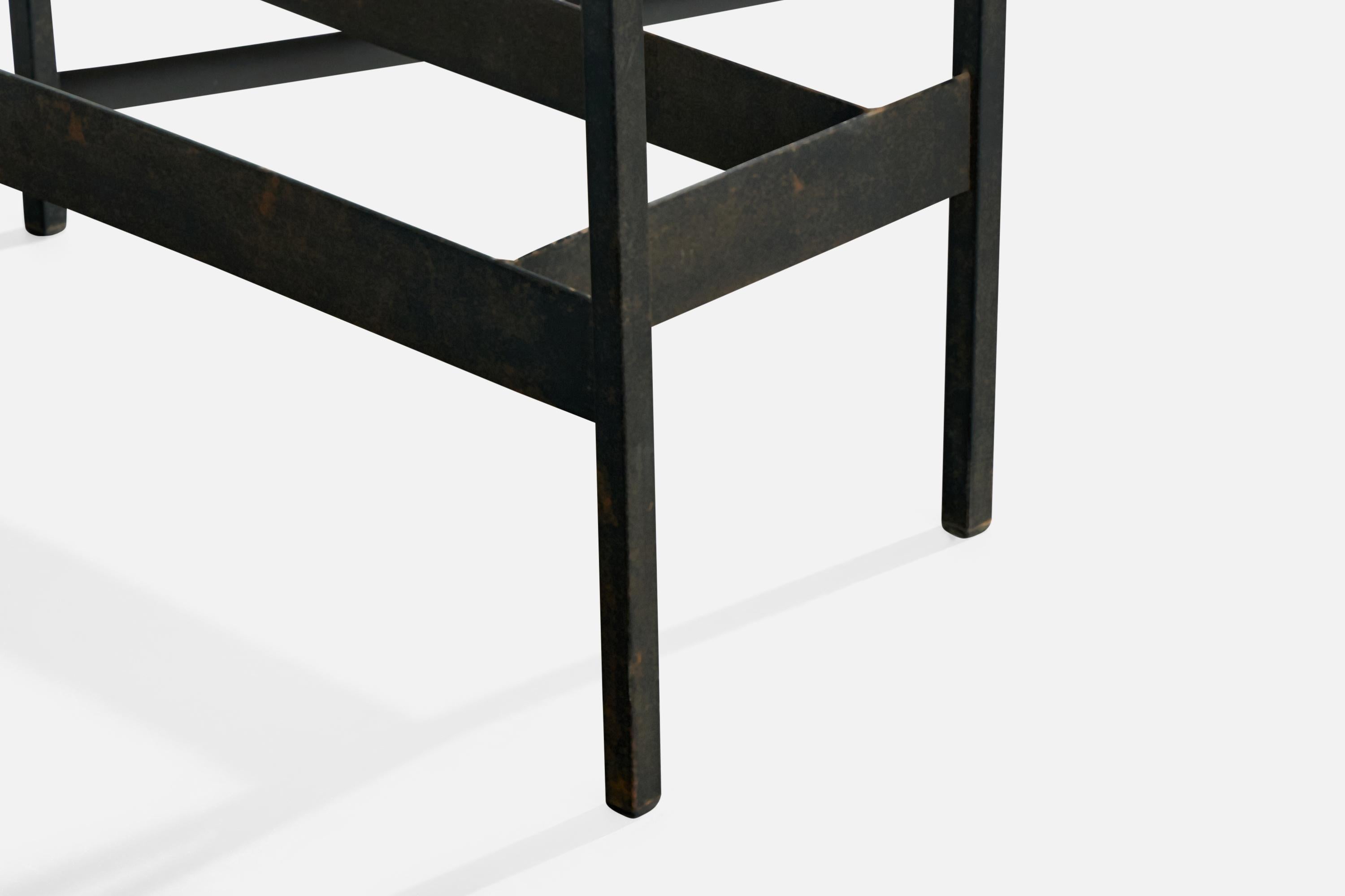 Französischer Designer, Beistelltisch, Metall, Glas, Messing, Frankreich, 1960er Jahre im Angebot 3