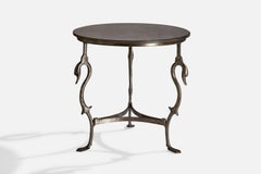 French Designer, Side Table, Metal, Glass, France, 1950s