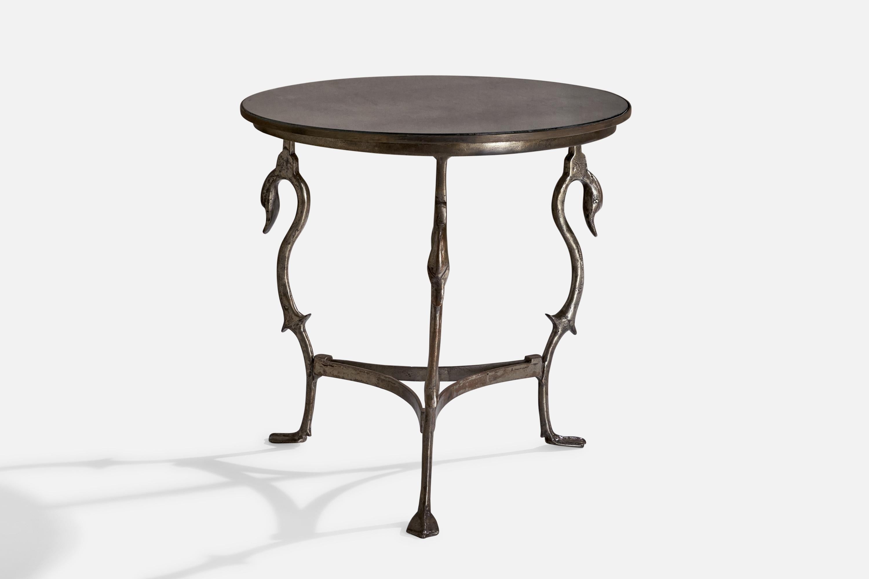 Diseñador francés, Mesa auxiliar, Metal, Cristal, Francia, Años 50 Francés en venta