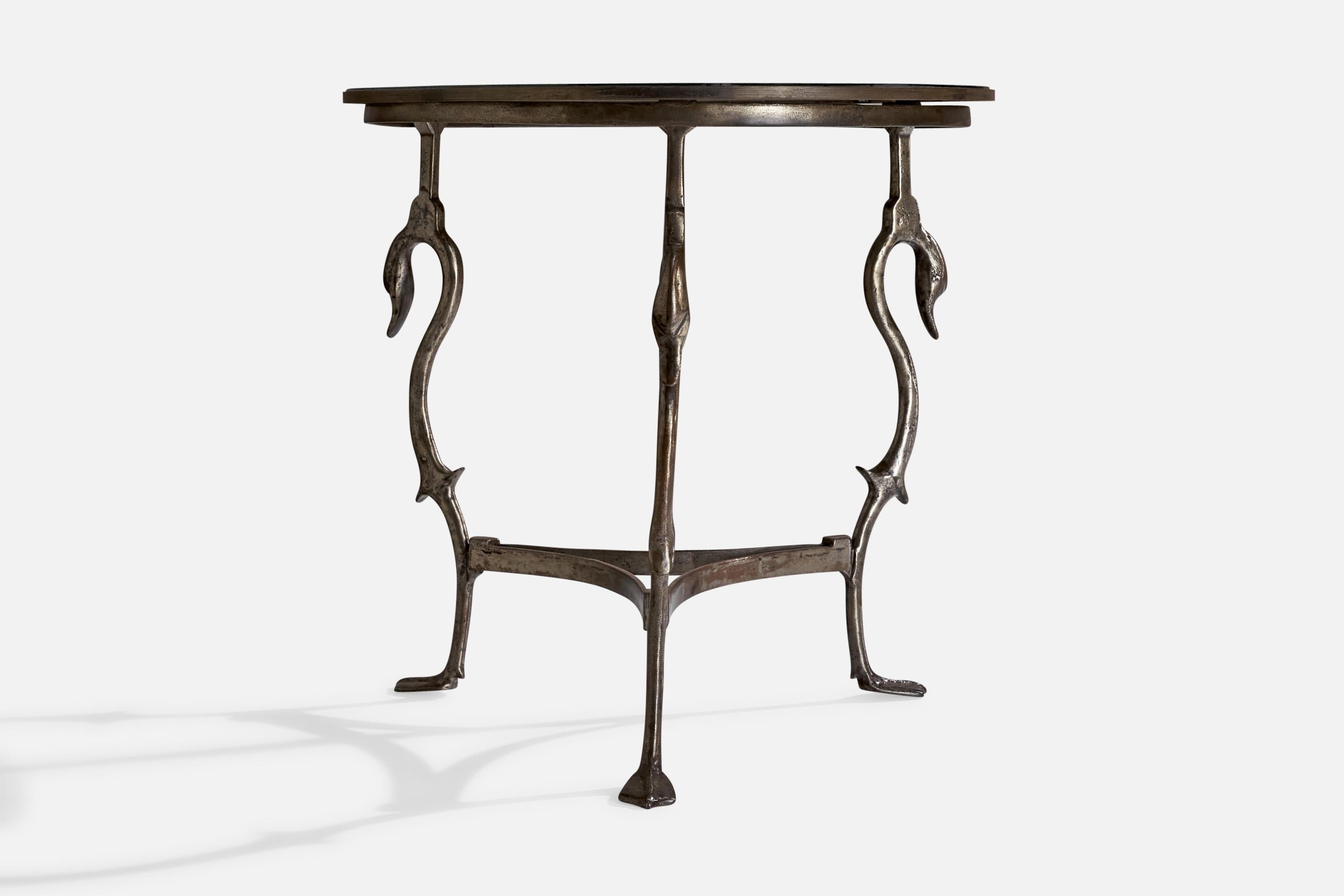 Diseñador francés, Mesa auxiliar, Metal, Cristal, Francia, Años 50 en Bastante bueno estado para la venta en High Point, NC