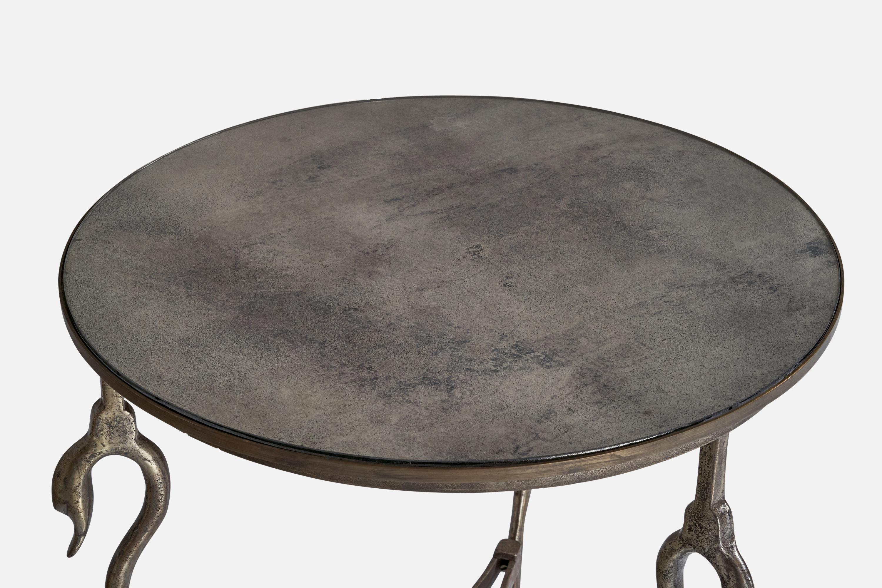 Diseñador francés, Mesa auxiliar, Metal, Cristal, Francia, Años 50 mediados del siglo XX en venta