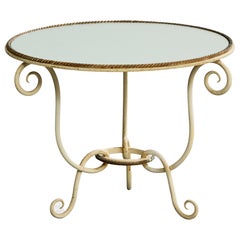 French Designer, Side Table, Metal, Mirror, France, 1950s