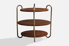 French Designer, Side Table, Metal, Wood, France, 1930s