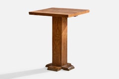 French Designer, Side Table, Oak, France, 1930s