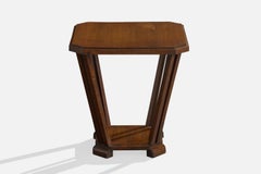 French Designer, Side Table, Oak, France, 1930s