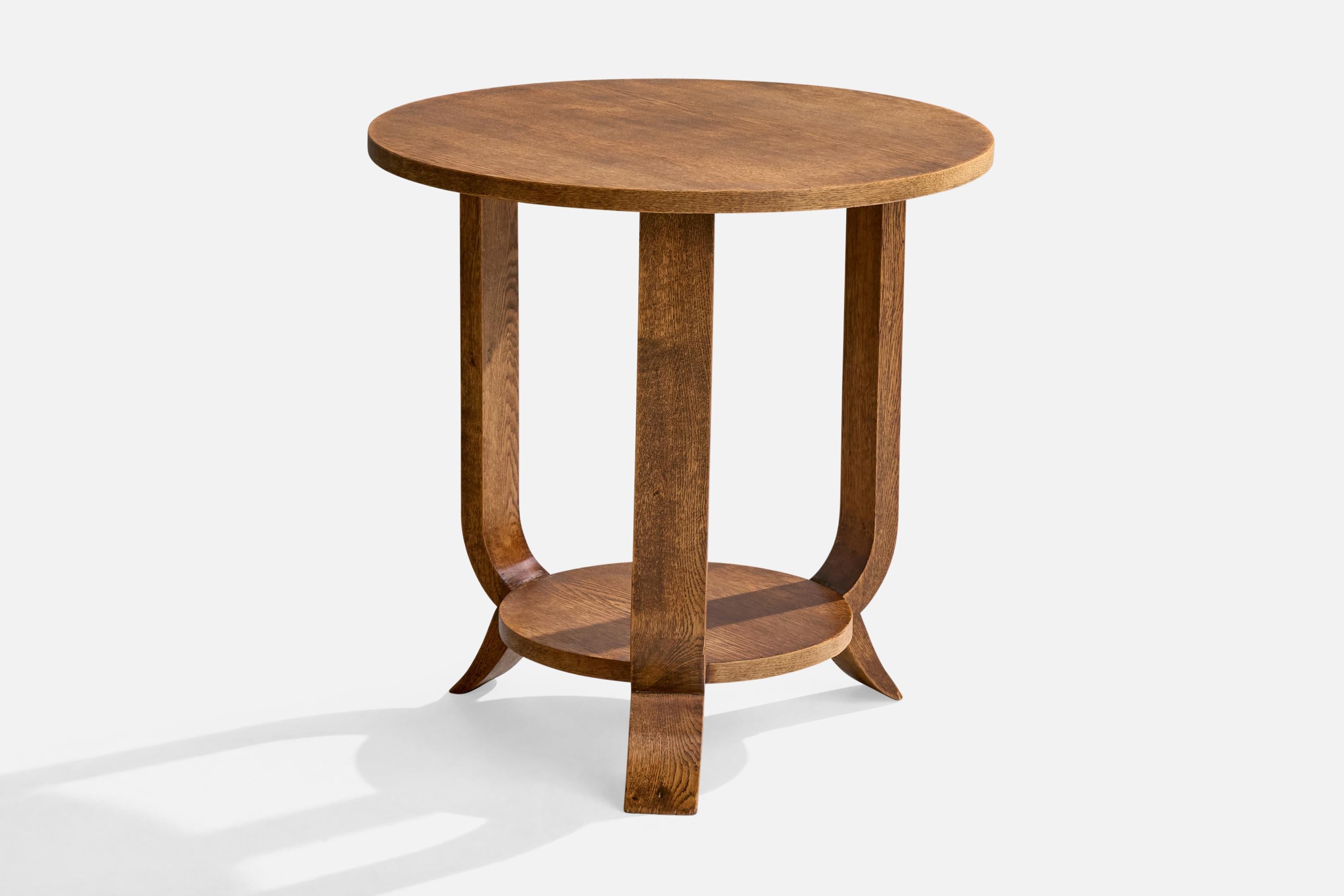 Mid-Century Modern French Designer, Side Table, Oak, France, 1930s For Sale