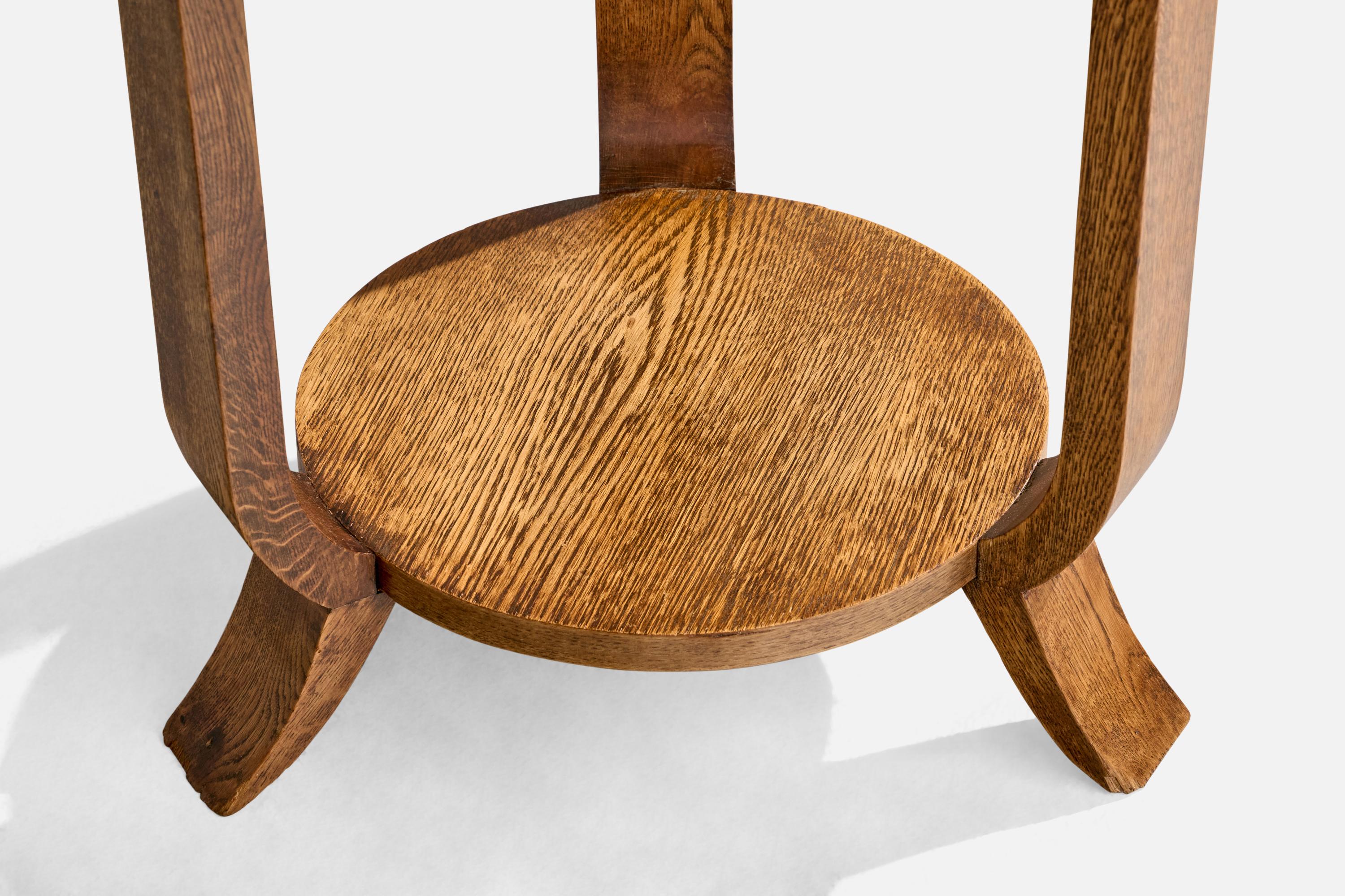 French Designer, Side Table, Oak, France, 1930s For Sale 1