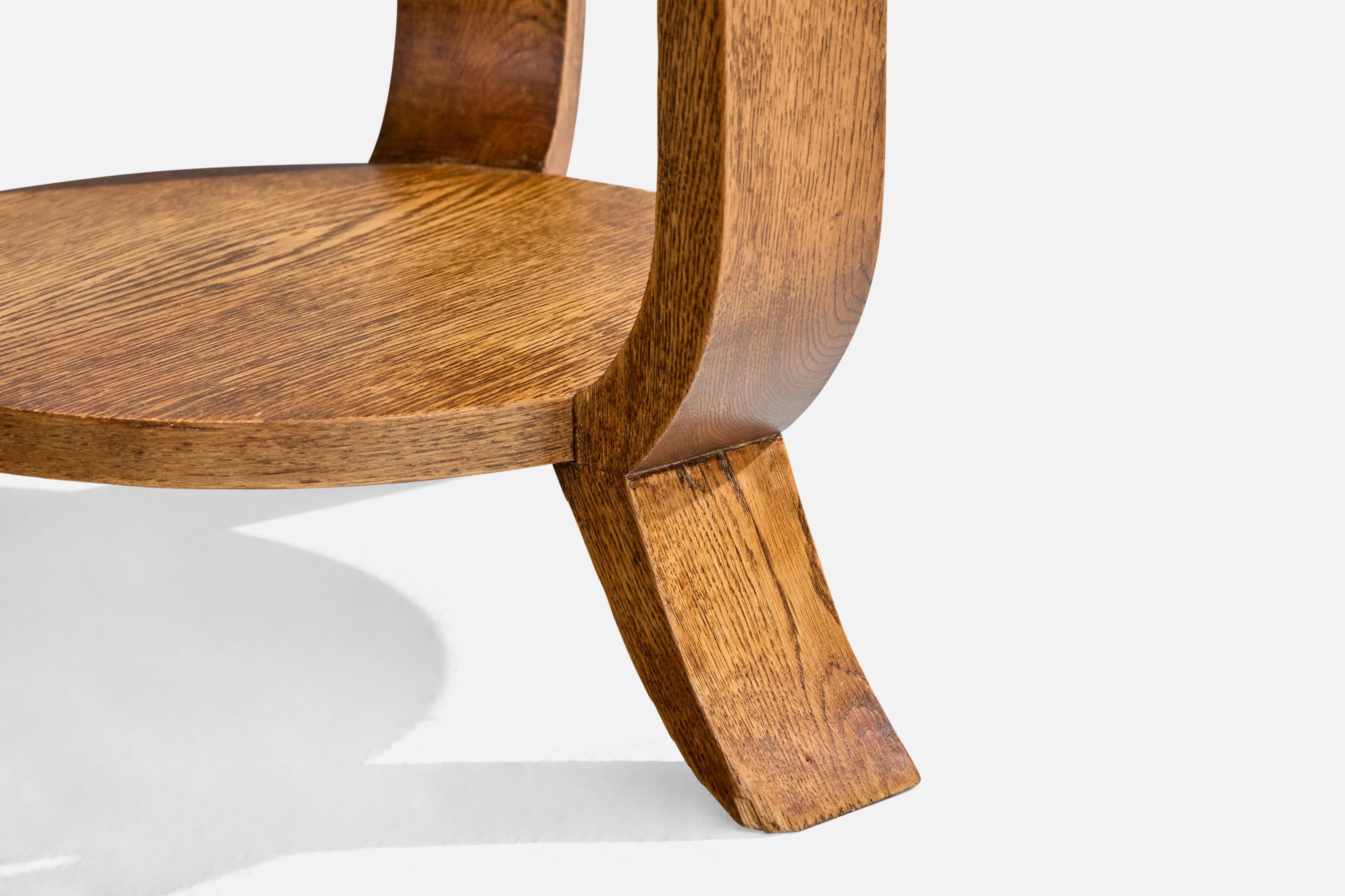 French Designer, Side Table, Oak, France, 1930s For Sale 3